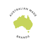 Logo - Shape of Australia with text saying Australian made brands.