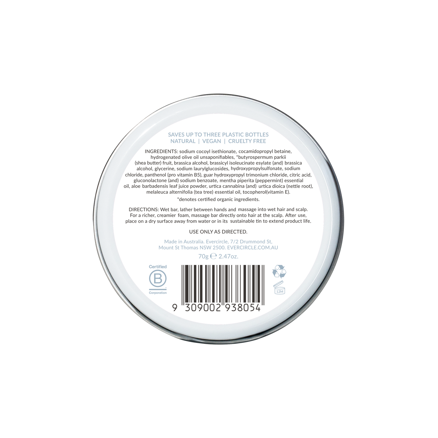 2 in 1 Organic Solid Shampoo & Conditioner Bar - Evercircle