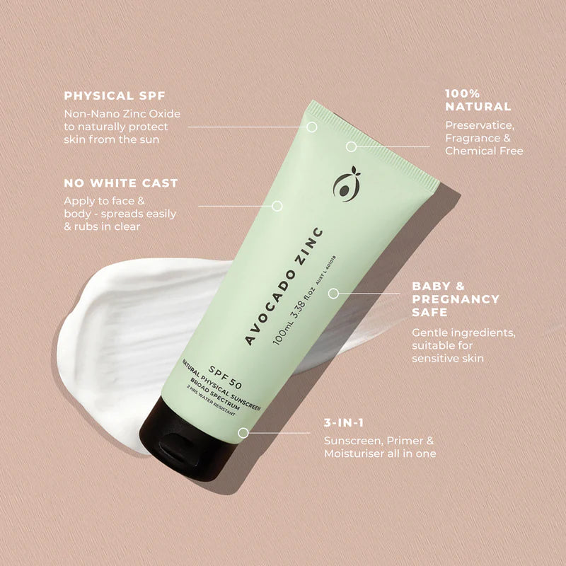 Avocado Zinc SPF 50 Non-toxic Physical Sunscreen