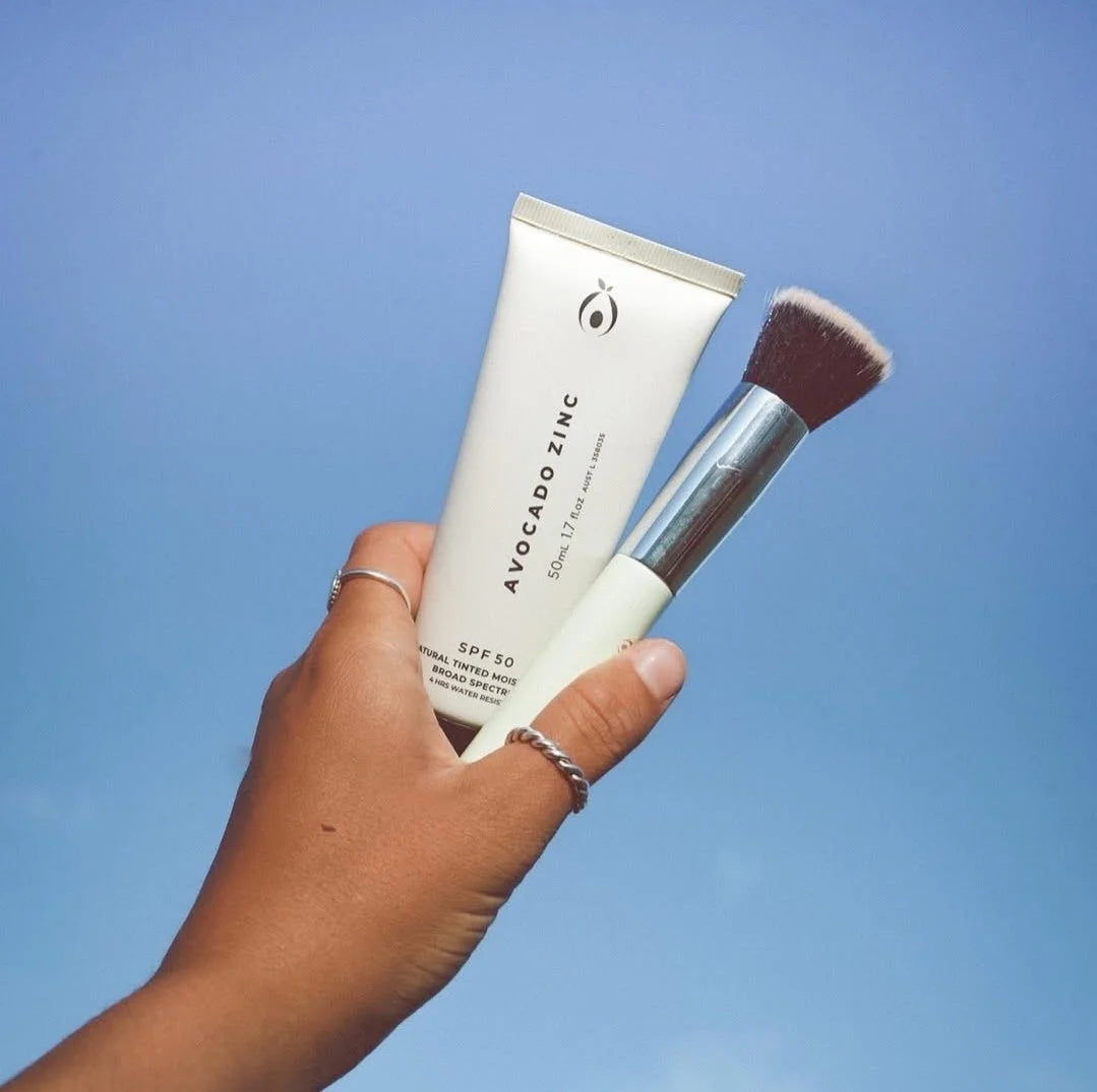 Avocado Zinc SPF Brush - Vegan Fibers Flawless Finish