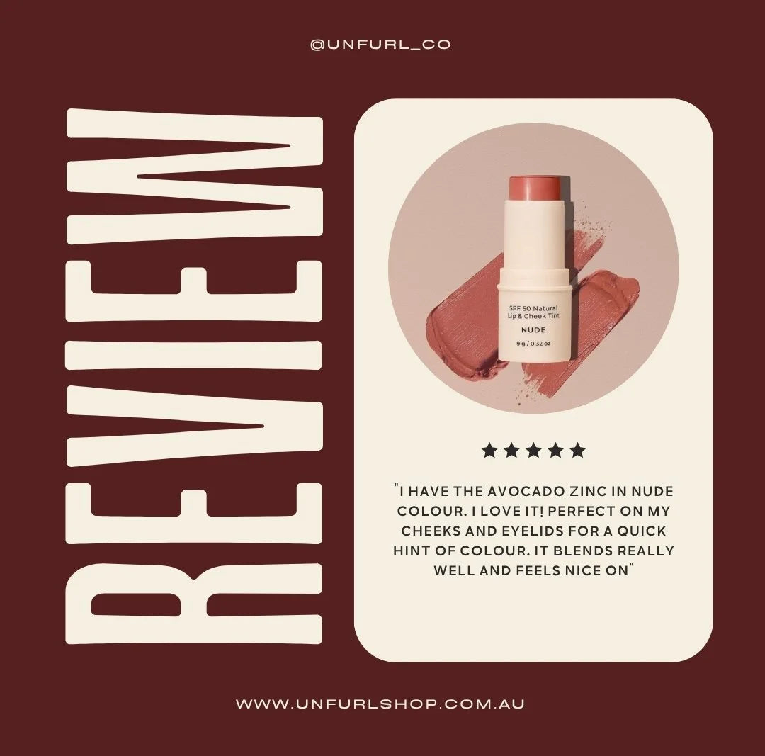 Natural Lip & Cheek Tint Sunscreen SPF50 - Avocado Zinc