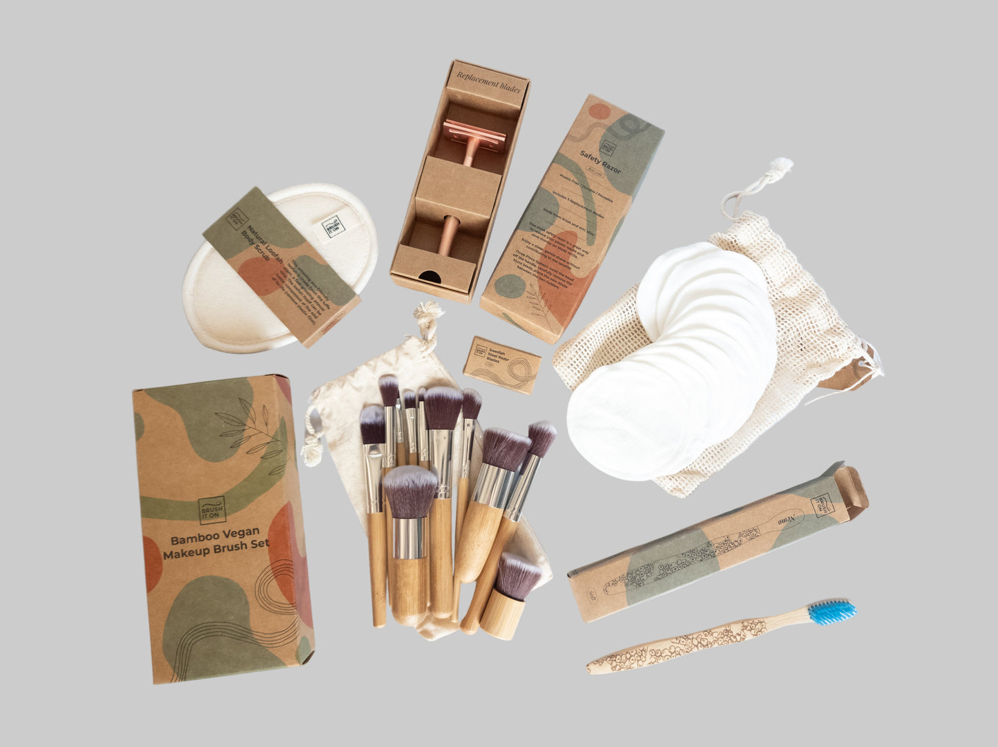 Eco beauty bundle products laid out against a white background.