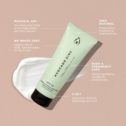 Avocado Zinc SPF 50 Non-toxic Physical Sunscreen
